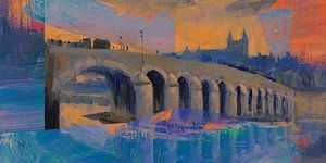 Die Brücke in blau und orange