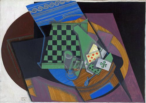 Juan GRIS, dambord en speelkaarten - 1915