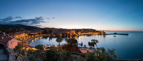 Collioure Panorama op het blauwe uur