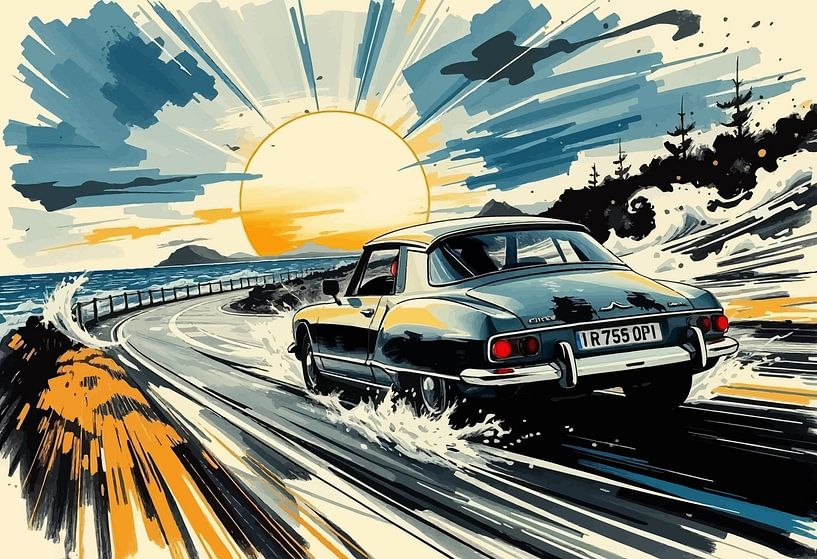 Citroën DS - Elegante geest in inkt van MIROKKU