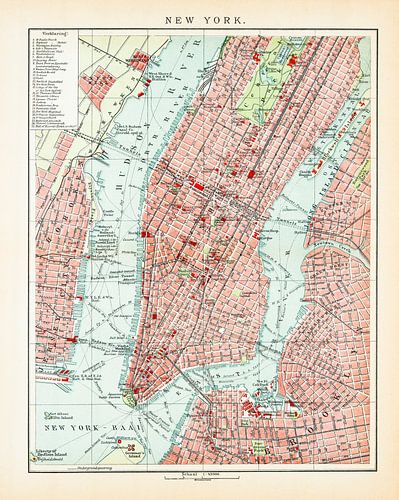 Vintage plattegrond New York City ca. 1900