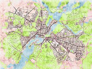 Karte von Potsdam im stil 'Soothing Spring'