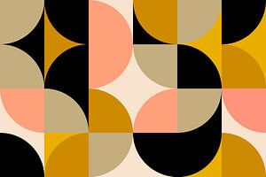 Moderne Mid-Century Bauhaus Formen Rosa Pfirsich Gold