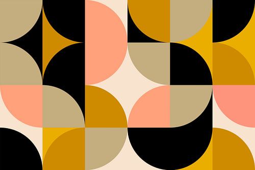 Moderne mid-eeuwse Bauhaus vormen roze perzik goud