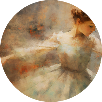 Impressionistische Ballerina Oranje van ARTEO Schilderijen