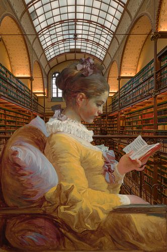 Lezend meisje, Jean-Honoré Fragonard in de bibliotheek