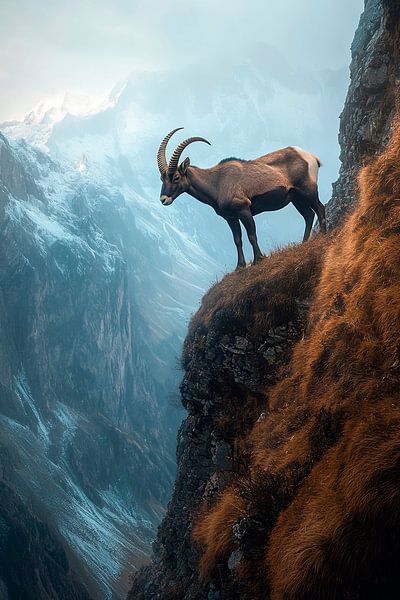 Alpine goat at the top of the mountains by Poster Art Shop