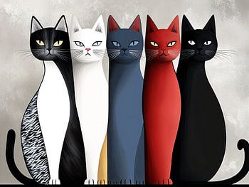 Rangée de chats abstraits