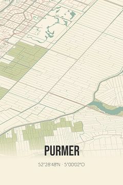 Vintage landkaart van Purmer (Noord-Holland) van MijnStadsPoster