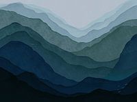 Mountains of Japan - Dark blue modern