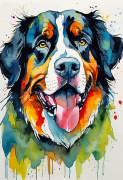 Berner Sennenhond Aquarel van MIROKKU