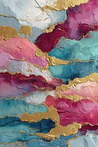 Abstract art with luxury look - colourful painting with gold accents