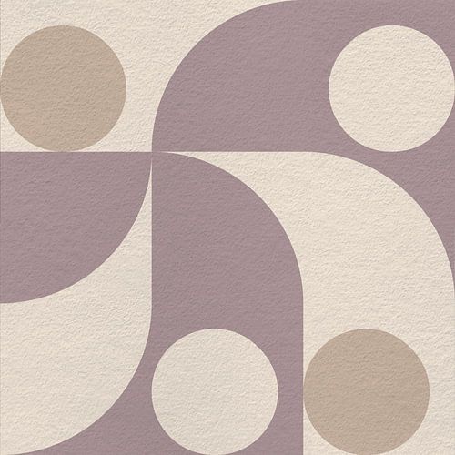 Moderne abstracte minimalistische retro kunst met geometrische vormen in roze, beige, wit