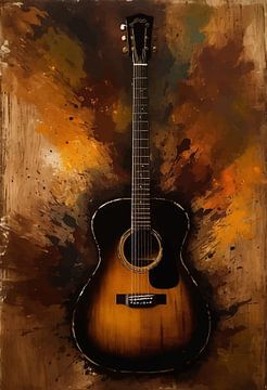 Akoestische gitaar abstracte kunst van MIROKKU