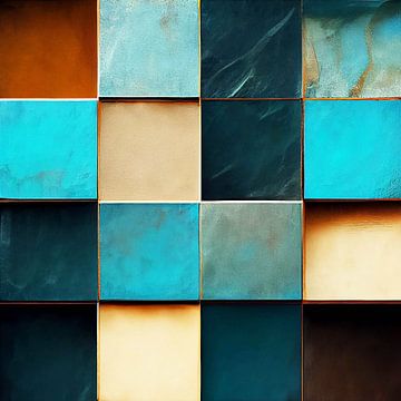Samenstelling van Kustkleuren in aqua, blauw en bruin van Color Square