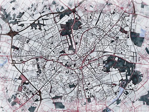Kaart van Mönchengladbach in de stijl 'White Winter'