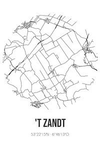 't Zandt (Groningen) | Karte | Schwarz und weiß von Rezona