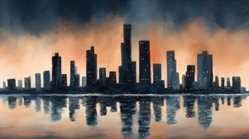 Stormachtige skyline van de stad van Frankie Soldado