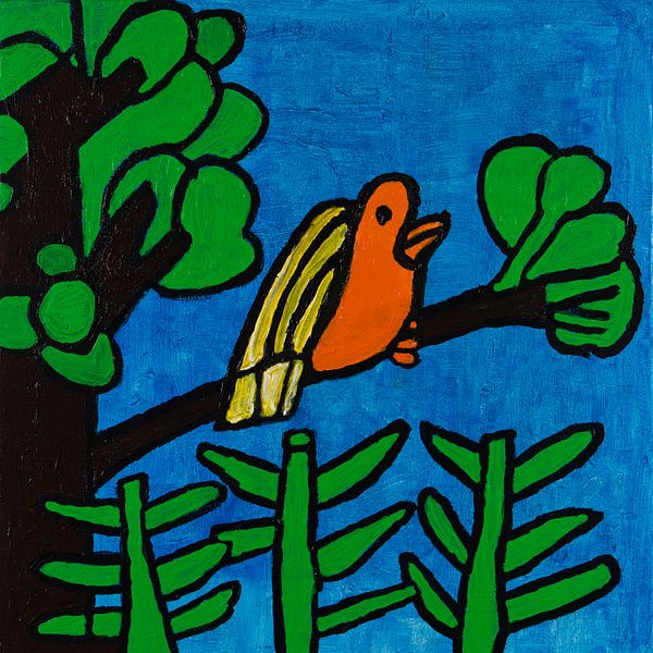Vogel in boom van Freds Atelier