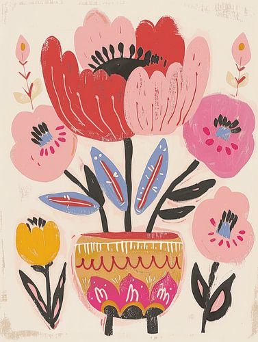 Fleurs colorées, modernes et abstraites