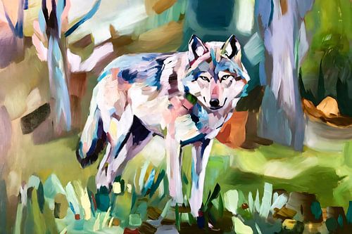 Abstracte wolf in de natuur