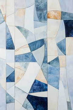 Abstracte blauwe tinten met geometrische vormen van Poster Art Shop