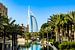 Architektur Burj al Arab in Dubai VAE mit Palmen von Dieter Walther