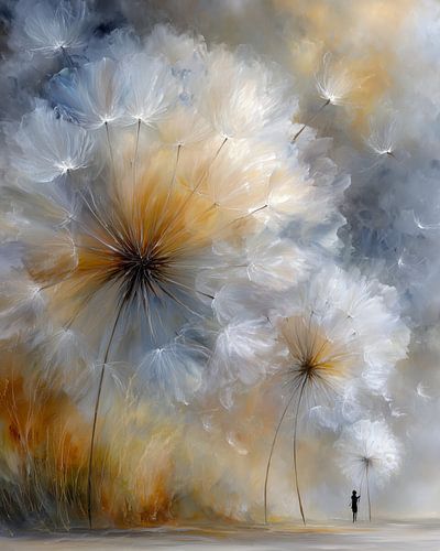 Dreamlike Dandelion Meadow Fine Art Golden Hour Wall Art by Beeld Creaties Ed Steenhoek | Photography and Artificial Images