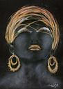 Portrait of an African woman with gold. Hand-painted. by Ineke de Rijk thumbnail
