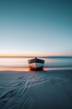 Lonely boat in the sea by fernlichtsicht