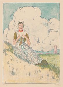 Simon Moulijn, Strickendes Mädchen aus Zeeland, 1918