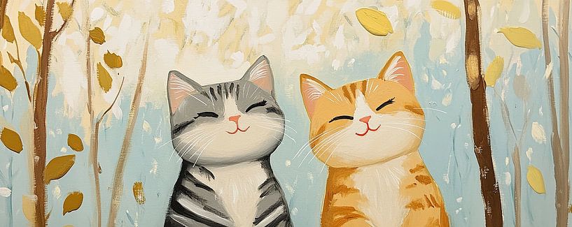 Two Happy Cats by Eye catching paintings