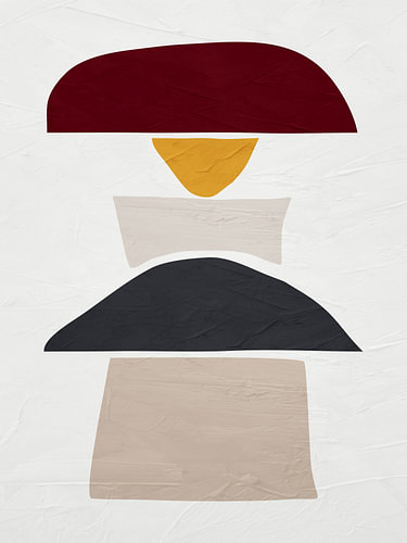 Abstract, organic-geometric modern art in earth tones