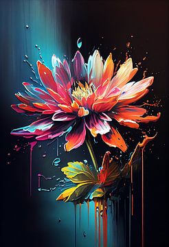 Blume im Wasser gefangen mit Acrylfarbe und Floetrol von Harry Stok