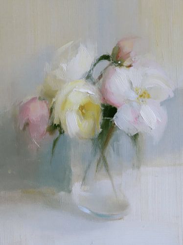 Ein kleines Blumenstrauß in Pastellfarben von Japandi Art Studio