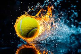 Tennisball in Feuer und Wasser von Poster Art Shop