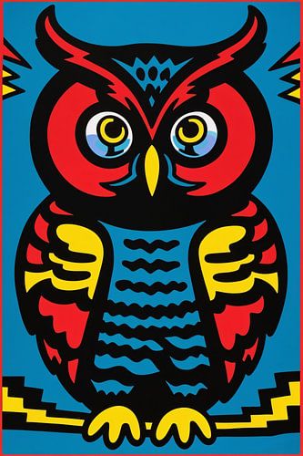 Portrait d'un hibou en Pop Art coloré