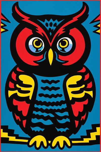 Colourful Pop Art owl portrait by Art & Soul Creations