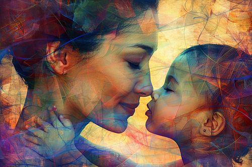 Portret moeder en kind abstract