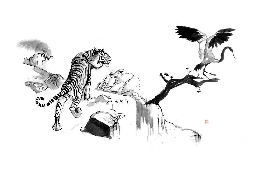 the tiger and the crane by Péchane Sumie