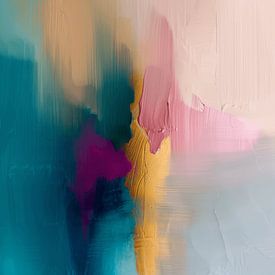 Modern en abstract in warme kleuren met een vleugje goud van Studio Allee