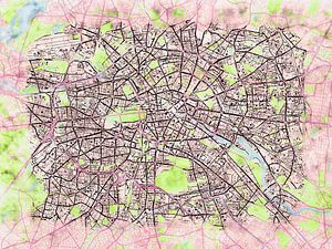 Karte von Berlin im stil 'Soothing Spring'