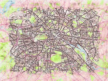 Kaart van Berlijn in de stijl 'Soothing Spring' van Maporia