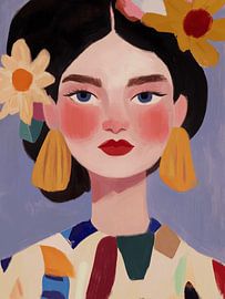 Buntes modernes und abstraktes Porträt von Carla Van Iersel