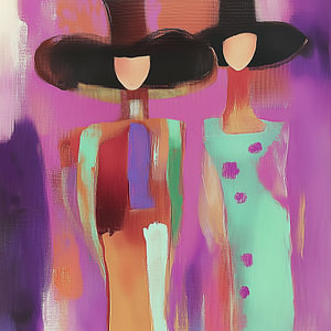 Samen in kleur - portret van een man en een vrouw met een hoed
