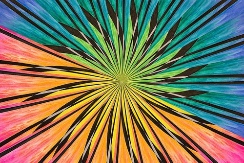 Watercolour with explosion of rainbow colours