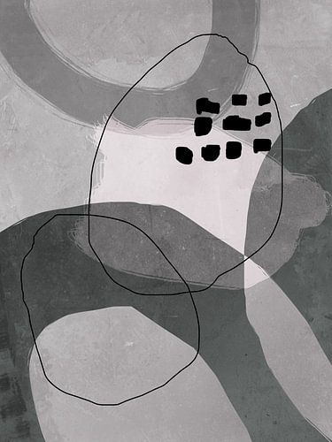 Abstracte geometrische organische vormen en lijnen in pastelkleuren in roze en grijs