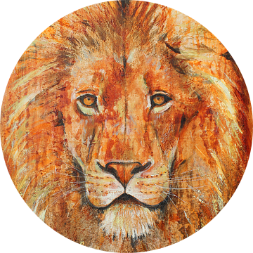 Lion Sunset van Atelier Paint-Ing