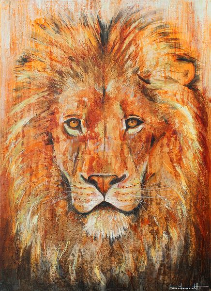 Lion Sunset van Atelier Paint-Ing