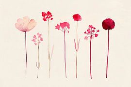 Red flowers, watercolour by Japandi Art Studio